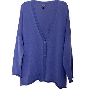 Eileen Fisher Purple Cardigan Sweater 3X Button Front Organic Cotton Tencel